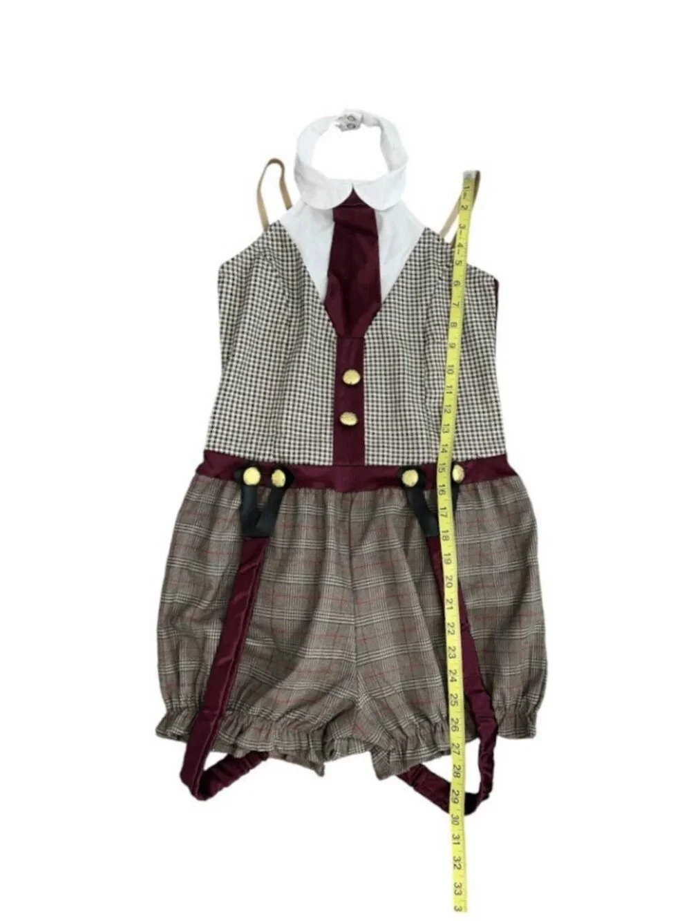 Weissman King Of New York Plaid Newsie Dance Costume Biketard Romper GirlsSize L